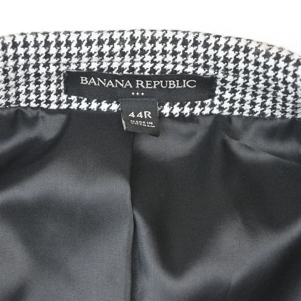 Banana Republic 44R 34x32 Houndstooth Wool Flannel Tailored Jacket Pants Suit
